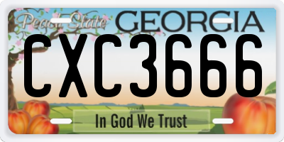 GA license plate CXC3666