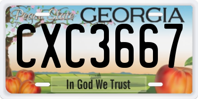 GA license plate CXC3667