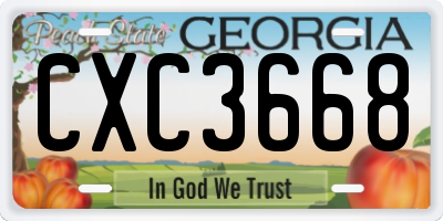 GA license plate CXC3668