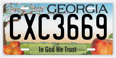 GA license plate CXC3669