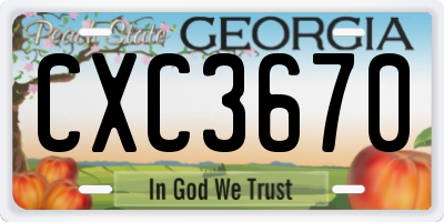 GA license plate CXC3670