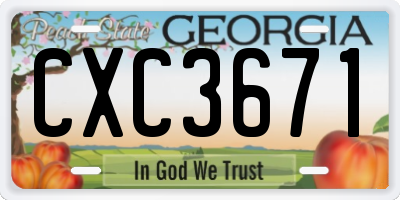 GA license plate CXC3671