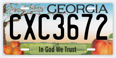 GA license plate CXC3672