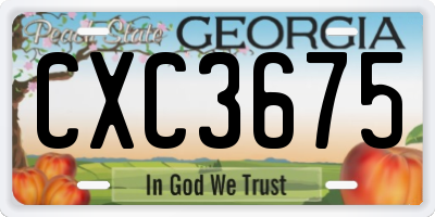 GA license plate CXC3675