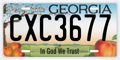 GA license plate CXC3677
