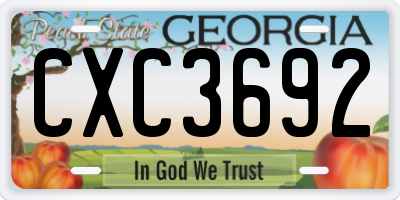 GA license plate CXC3692