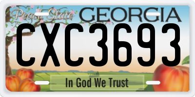 GA license plate CXC3693