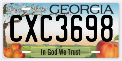 GA license plate CXC3698