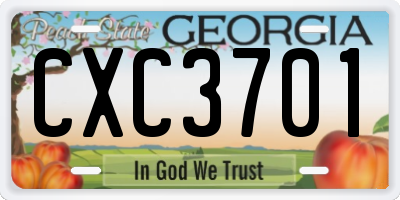 GA license plate CXC3701