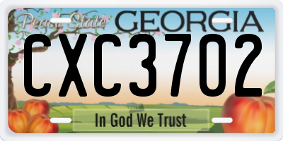 GA license plate CXC3702