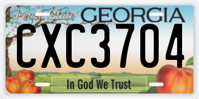 GA license plate CXC3704
