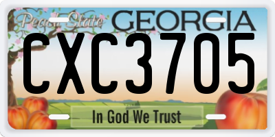 GA license plate CXC3705