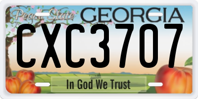 GA license plate CXC3707