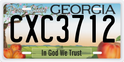 GA license plate CXC3712