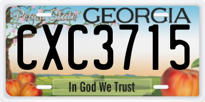 GA license plate CXC3715