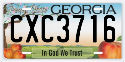 GA license plate CXC3716