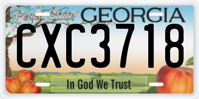 GA license plate CXC3718