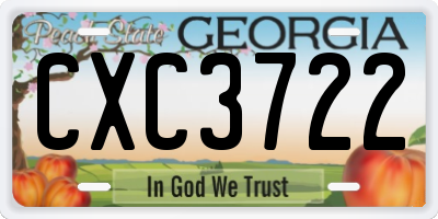 GA license plate CXC3722