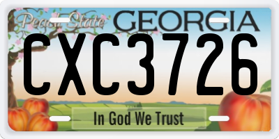 GA license plate CXC3726