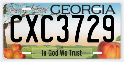 GA license plate CXC3729