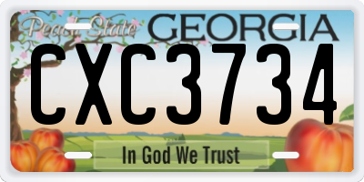 GA license plate CXC3734