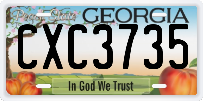 GA license plate CXC3735