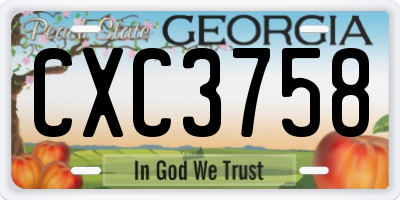 GA license plate CXC3758