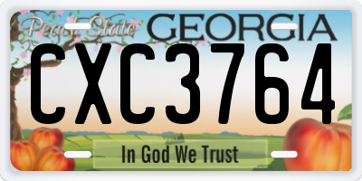 GA license plate CXC3764
