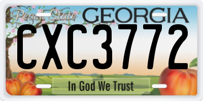 GA license plate CXC3772