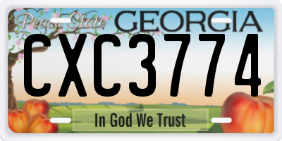 GA license plate CXC3774