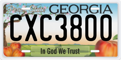 GA license plate CXC3800