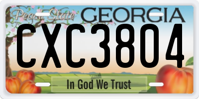 GA license plate CXC3804