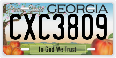 GA license plate CXC3809