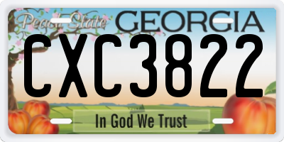 GA license plate CXC3822