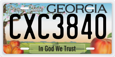 GA license plate CXC3840