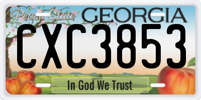 GA license plate CXC3853