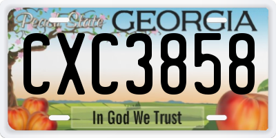GA license plate CXC3858