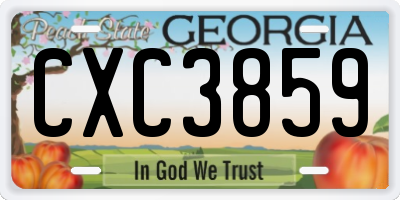 GA license plate CXC3859