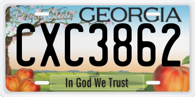 GA license plate CXC3862