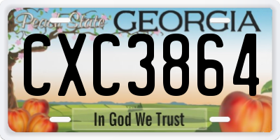 GA license plate CXC3864