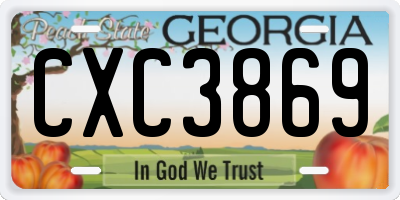 GA license plate CXC3869