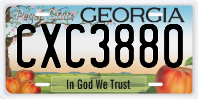 GA license plate CXC3880