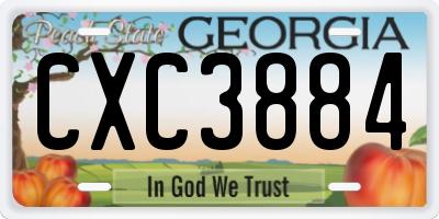 GA license plate CXC3884