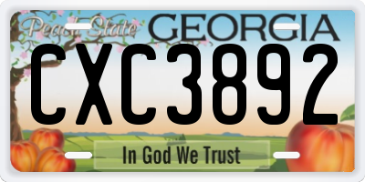 GA license plate CXC3892