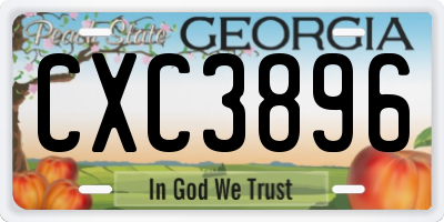 GA license plate CXC3896