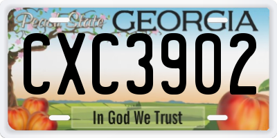GA license plate CXC3902