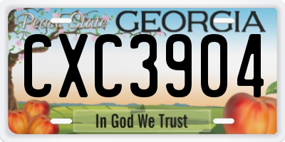 GA license plate CXC3904