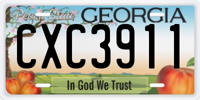 GA license plate CXC3911