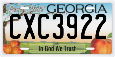 GA license plate CXC3922