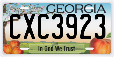 GA license plate CXC3923